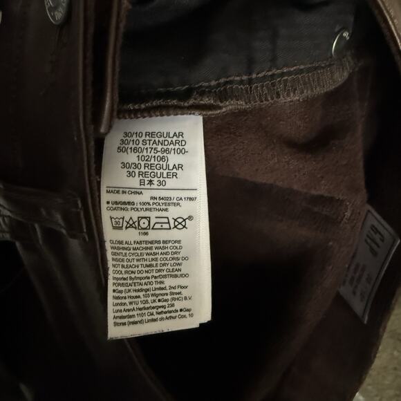 Gap Womens Vintage Slim High Rise Brown Leather Pants 30/10R Y2K Biker Western - Picture 6 of 8